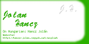 jolan hancz business card